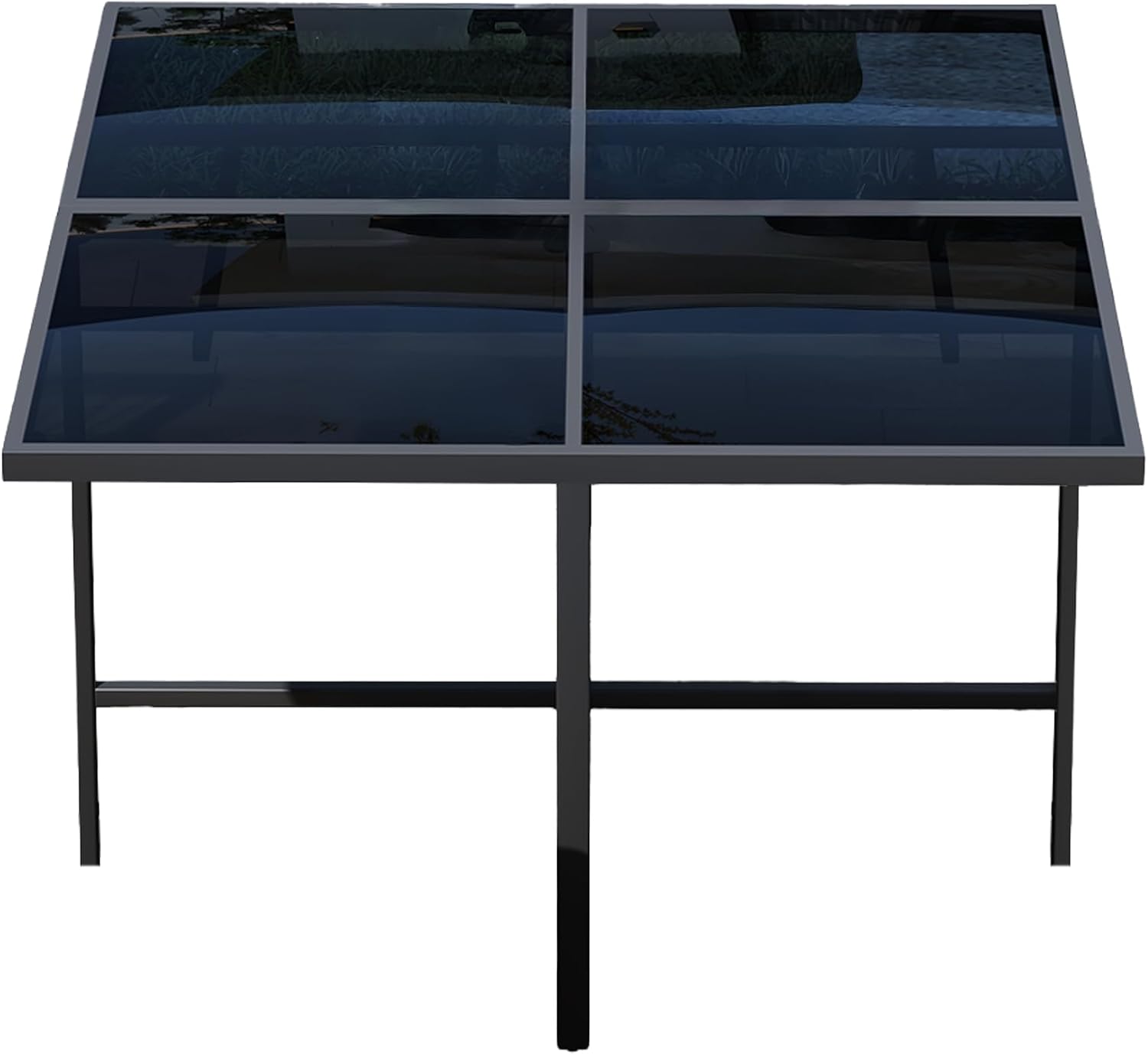 Merax 7-teiliges Garten-Essgruppe, Esstisch-Set für 6 Personen, Tisch mit gehärtetem Glas & Akazienholz-Armlehnen, Abnehmbaren Kissen, Für Garten, Terrasse, Balkon, Schwarz, Holzfarbe — Ansicht 6