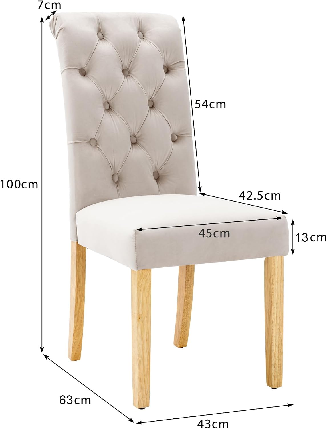 Merax Esszimmerstuhl 2er Set, Moderne Polsterstuhl mit hoher Rückenlehne, bequemer Wohnzimmerstuhl aus Samt, ergonomischer Stuhl mit Eichenbeinen, für Wohnzimmer, Schlafzimmer, Braun und Holzfarbe — Ansicht 3