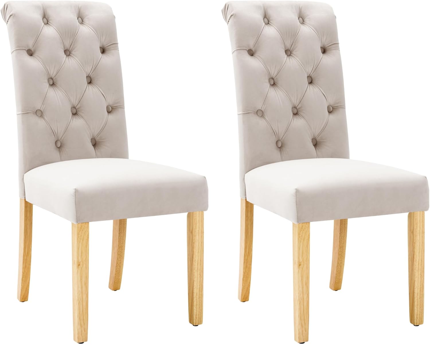 Merax Esszimmerstuhl 2er Set, Moderne Polsterstuhl mit hoher Rückenlehne, bequemer Wohnzimmerstuhl aus Samt, ergonomischer Stuhl mit Eichenbeinen, für Wohnzimmer, Schlafzimmer, Braun und Holzfarbe
