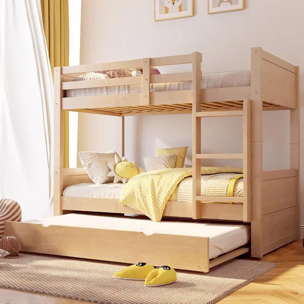 Etagenbett aus Holz 90x200 cm mit ausziehbarem Bettrahmen