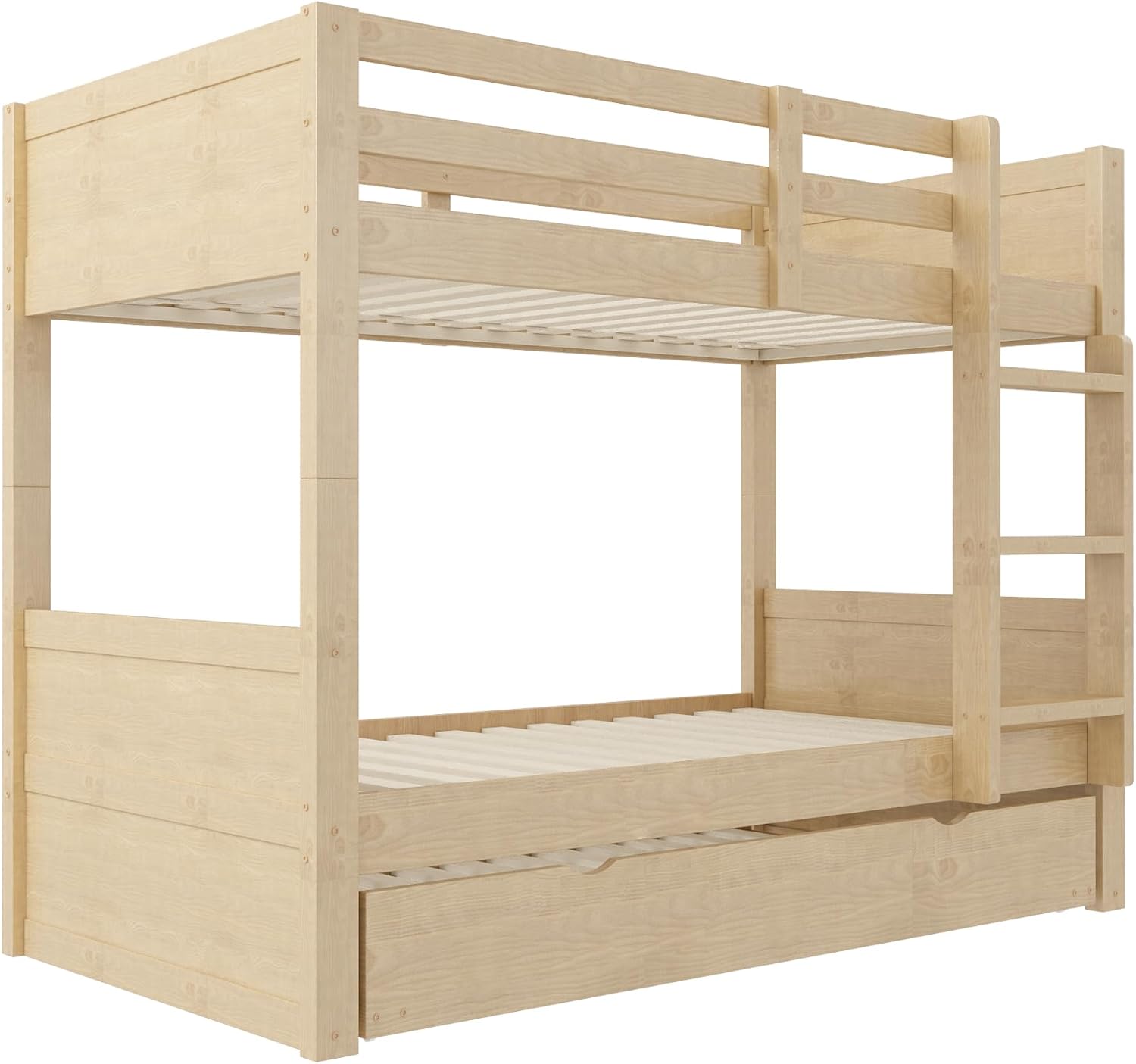 Merax Etagenbett aus Holz 90x200 cm mit ausziehbarem Bettrahmen, umwandelbar in Einzelbetten – Sicherheitsgeländer, Leiter, Holz (Ohne Matratze) — Ansicht 6