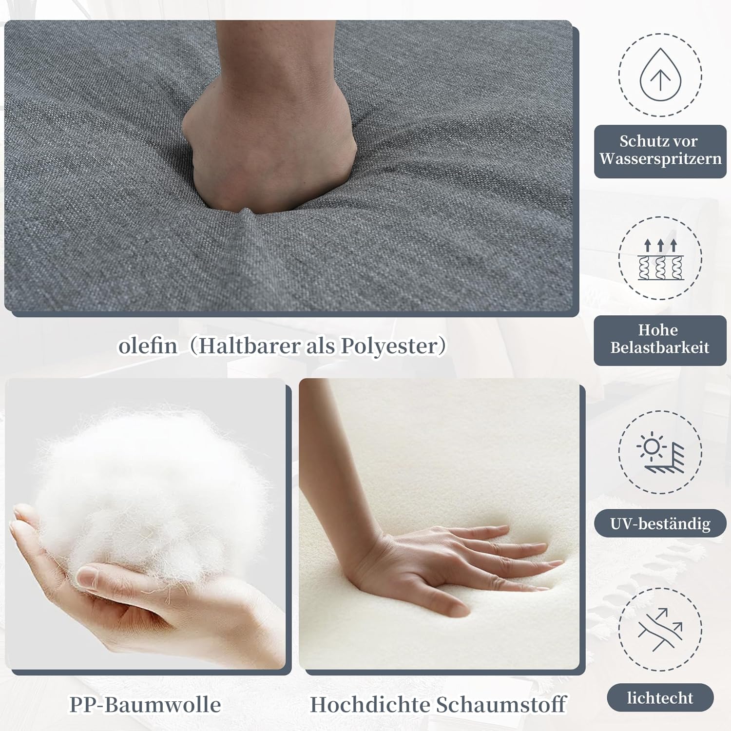 Merax Gartenmöbel Set, Balkonmöbel aus Verzinktes Stahlrohr, Terrassenmöbel mit Esstisch, Tischplatte aus Kunststoffholz, für Terrasse, Garten und Balkon, Grau — Ansicht 3