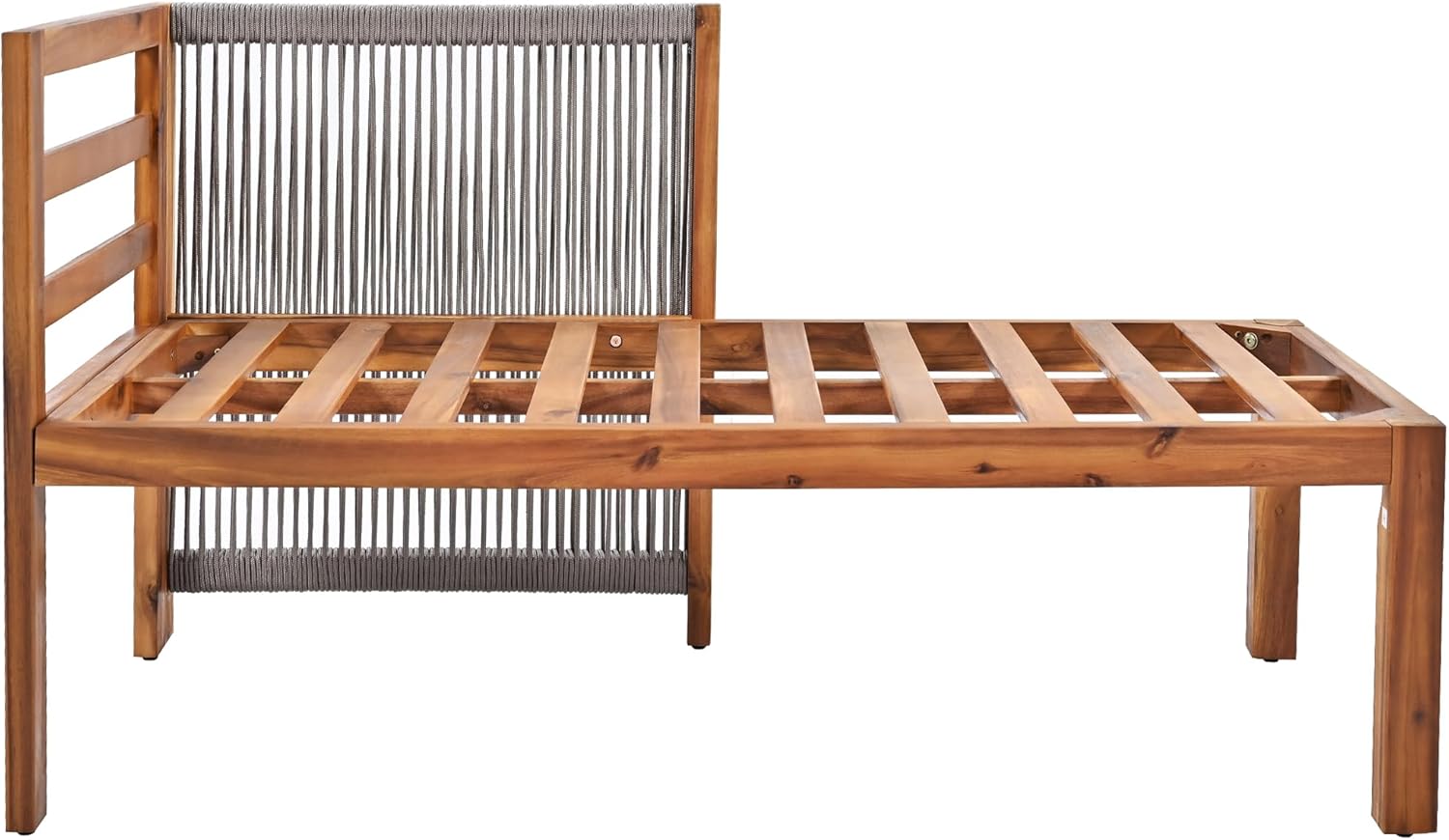 Merax Gartenmöbel Set für 3-4 Personen, Balkonmöbel Lounge Sitzgruppe mit Tisch & Kissen, L-förmiges Terrassenmöbel, Ecksofa-Set aus Akazienholz, Handgewebtem Seil, Gartenlounge Set, Outdoor, Grau — Ansicht 5