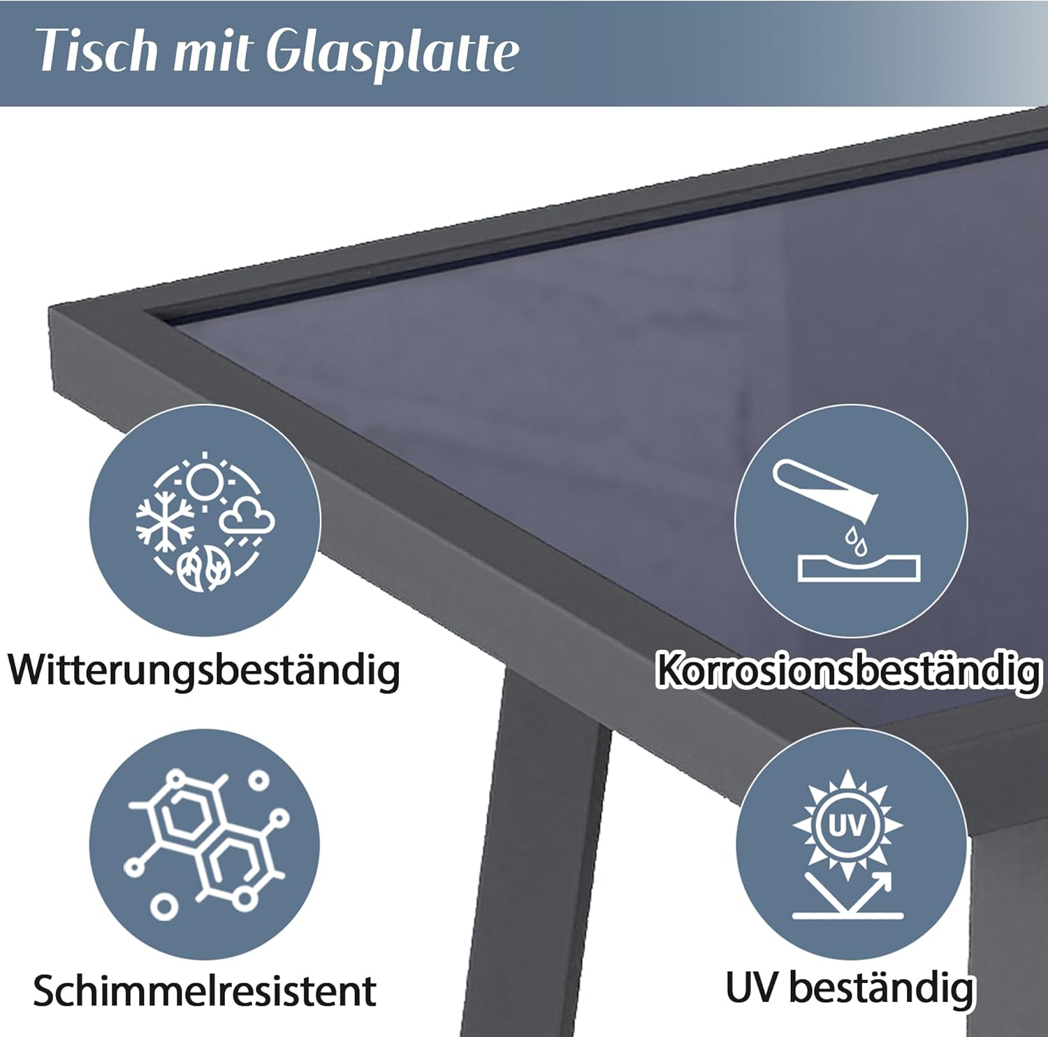 Merax Gartenmöbel Set für 8 Personen, Gartenlounge Ecksofa mit Esstisch & Bank, Outdoor Sitzgruppe mit Glasplatte, geflochtene Arm- & Rückenlehnen, verzinkter Stahlrahmen, Grau — Ansicht 4