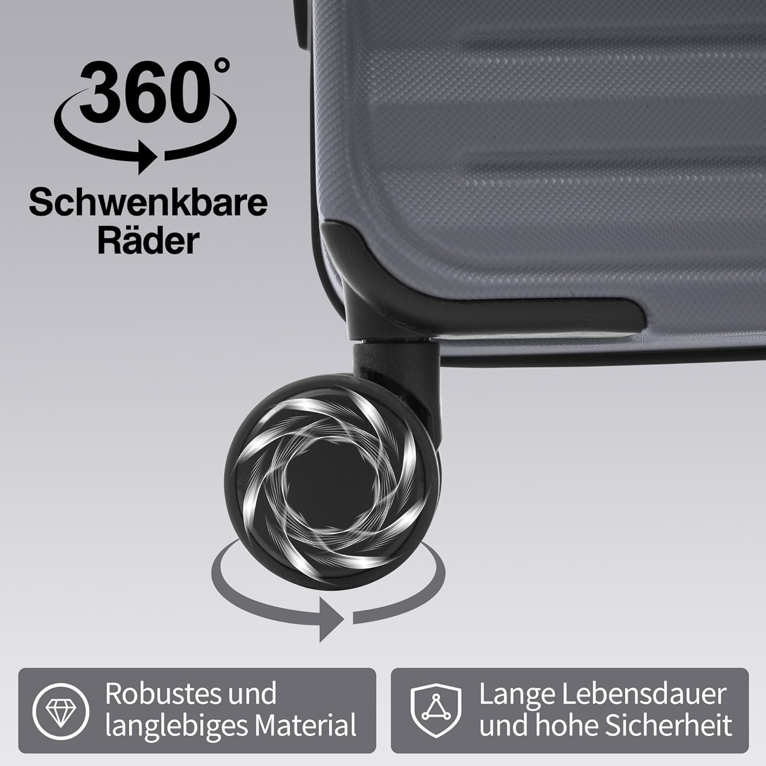 Merax Kofferset 3tlg, Hartschalenkofferset Reisekofferset, Erweiterbar Trolley Koffer mit Frontöffnung, TSA Schloss, 4 360°-Rollen, Teleskopgriff, klappbarer Becherhalter, ABS-Hartschale, Antikgrau — Ansicht 3