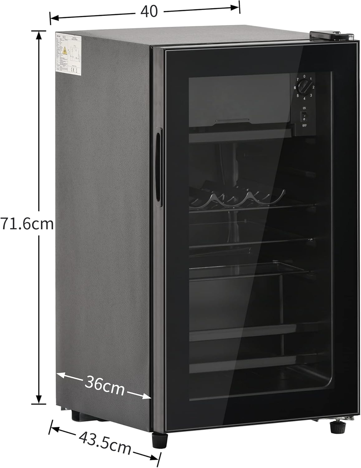 Merax Mini-Kühlschrank mit Glastür&LED, Flaschenkühlschrank, Getränkekühlschrank, 6L+70L für Eis, -10-0°C, 83kWh/Jahr, 71.6 * 40.0 * 43.5cm, geeignet für Büros/Haus — Ansicht 2