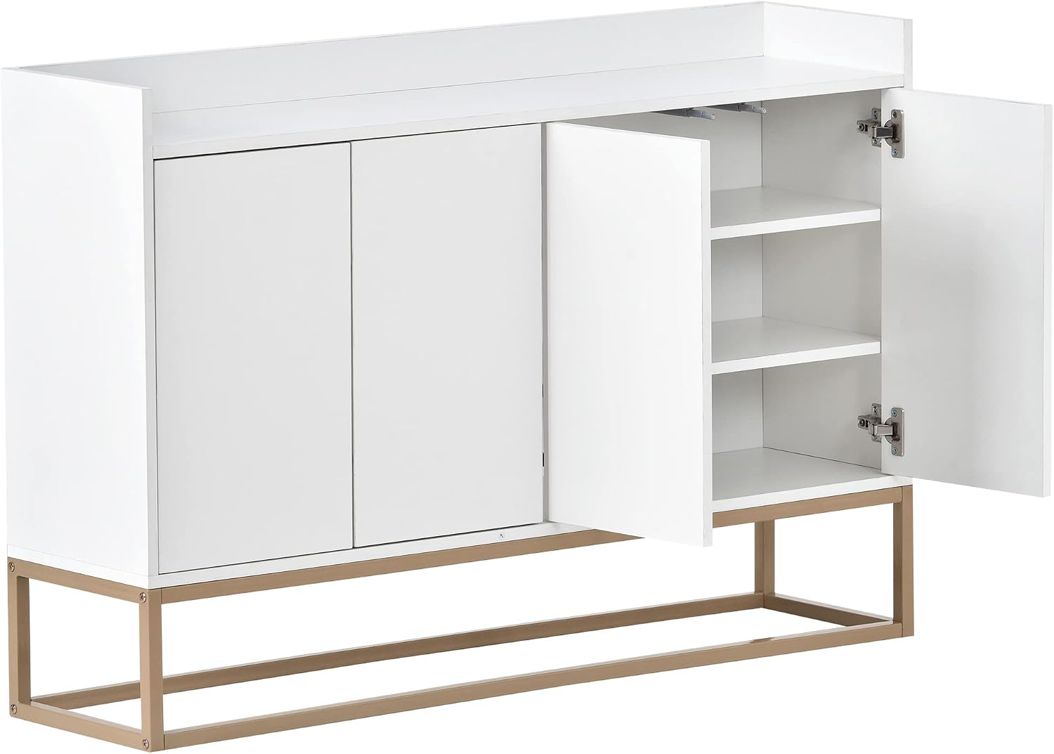 Merax Minimalistisches Sideboard Küchenschrank Buffetschrank Esszimmerschrank in modernem Stil: 4-türiger griffloser Buffetschrank für Esszimmer, Wohnzimmer & Küche 120 × 30 × 80 cm (weiß) — Ansicht 4