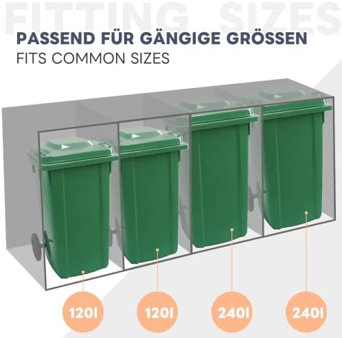 Merax Mülltonnenbox 4er Set mit Pflanzdach, für 120-240 Liter, Anthrazit Tür in Holzoptik, Erweiterbar, Garten Aufbewahrungsbox für Mülltonnen — Ansicht 4