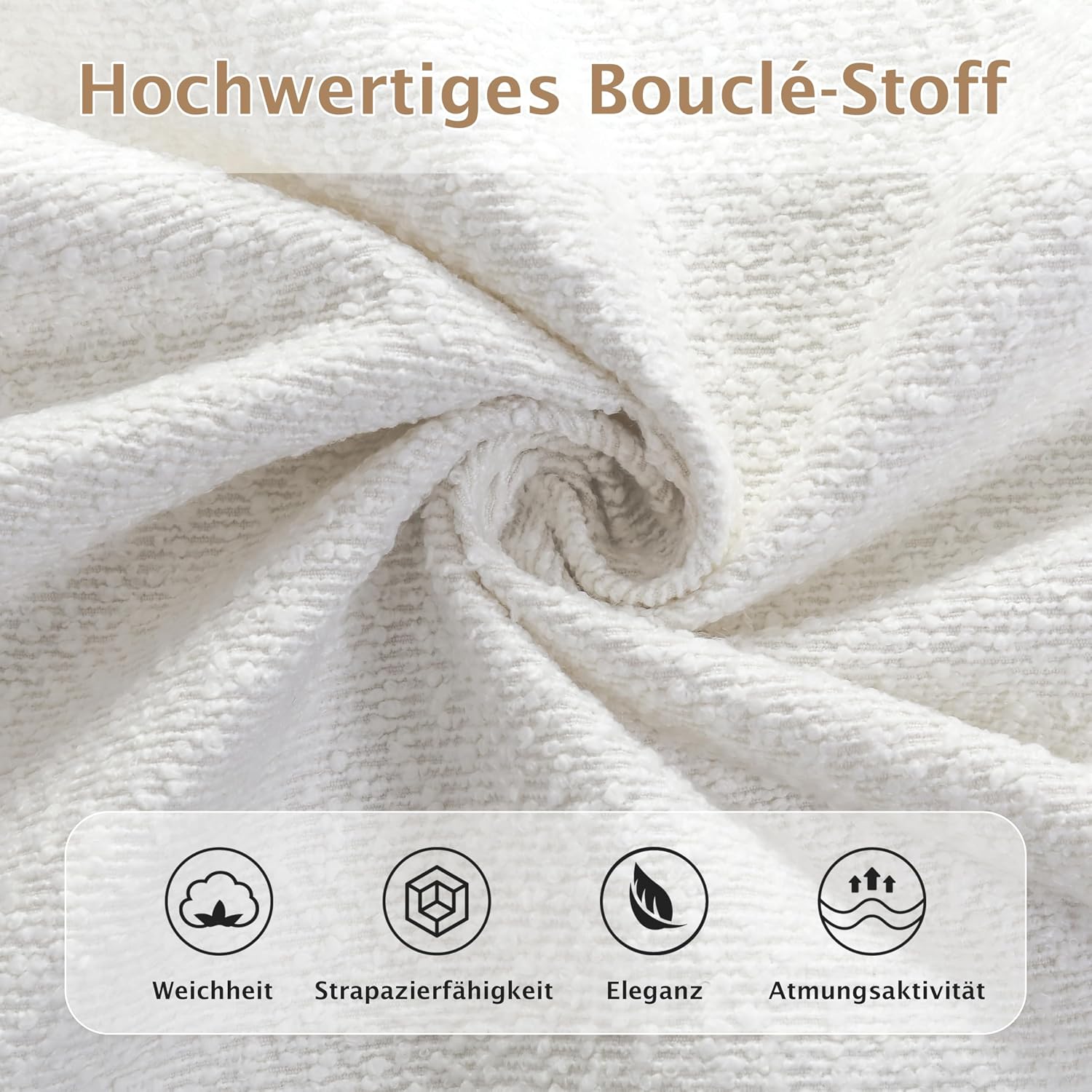 Merax Polsterbett 160x200 cm hydraulisches Stauraumbett mit Lattenrost, Bouclé Doppelbett mit Kopfteil, Bettkasten Funktionsbett, Bettgestell, Beige (Ohne Matratze) — Ansicht 3