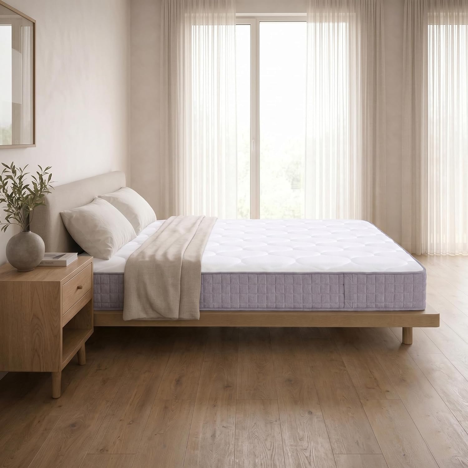 Merax Taschenfederkernmatratze 90x200cm H3 – 7-Zonen, 25cm hoch, atmungsaktiv, ergonomisch, mit Tragegriffen, für erholsamen Schlaf — Ansicht 2