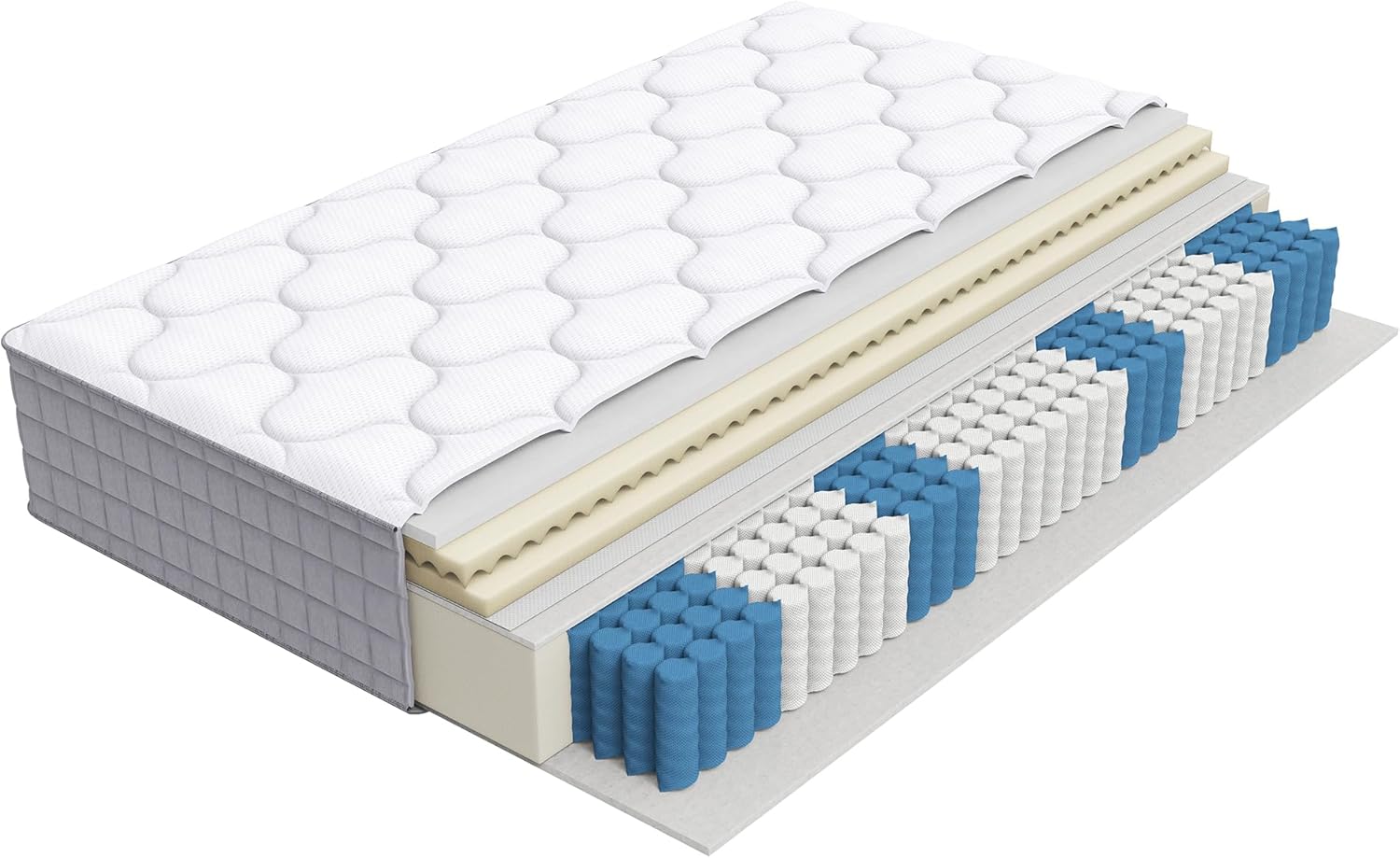 Merax Taschenfederkernmatratze 90x200cm H3 – 7-Zonen, 25cm hoch, atmungsaktiv, ergonomisch, mit Tragegriffen, für erholsamen Schlaf