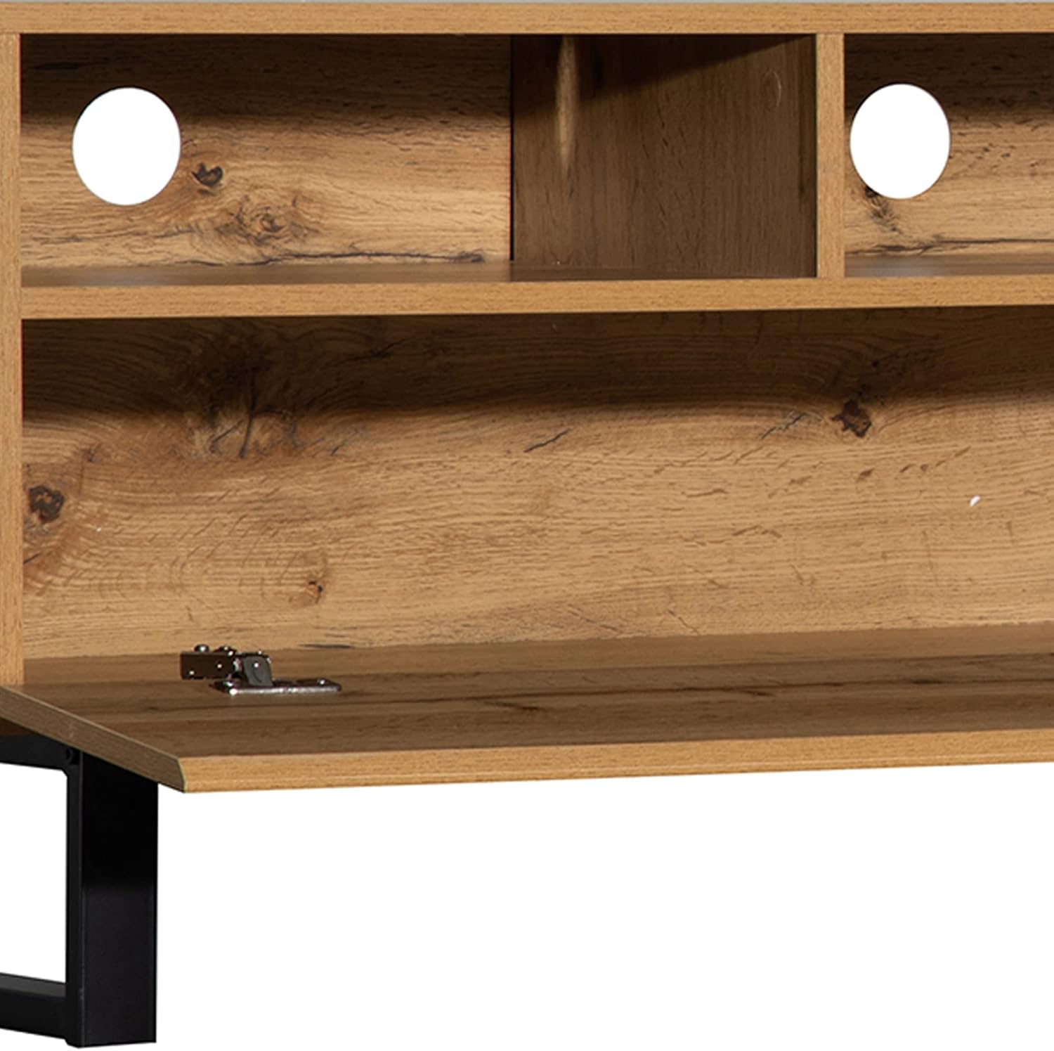 Merax TV Lowboard 180 cm Schwarz Wildeiche, TV Bank, TV Schrank mit 2 Schließfach und 2 Schublade, Vintage Industrial, Fernsehtisch TV Board Rack, für Wohnzimmer und Esszimmer, 180 x 38 x 50 cm — Ansicht 6
