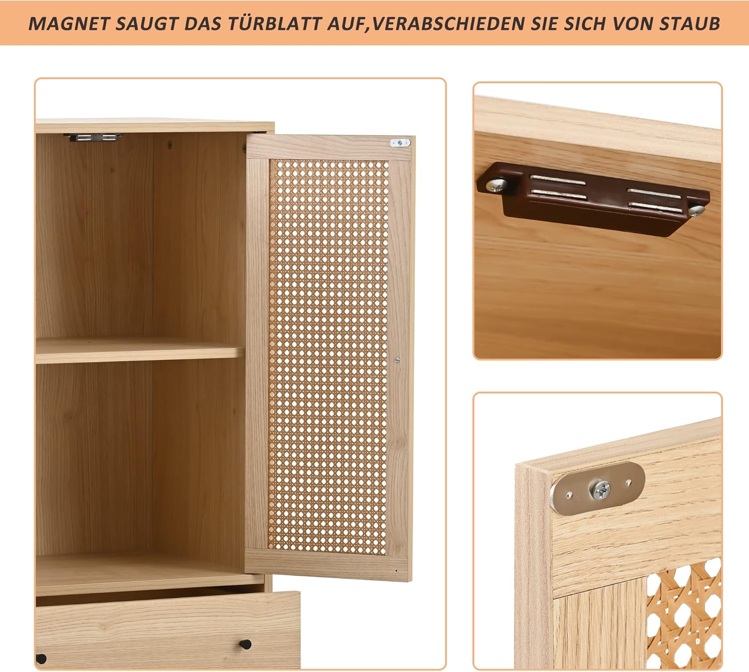 Merax Wohnzimmer Sideboard Kommode mit Türen und Schubladen, großem Stauraum, 60T x 40B x 120H cm, Holz, Wood — Ansicht 5